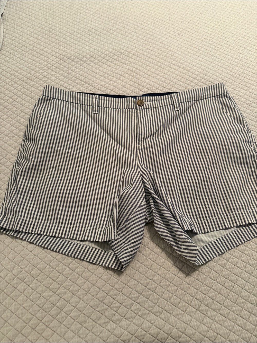 Old Navy Navy and White Striped Bermuda Shorts